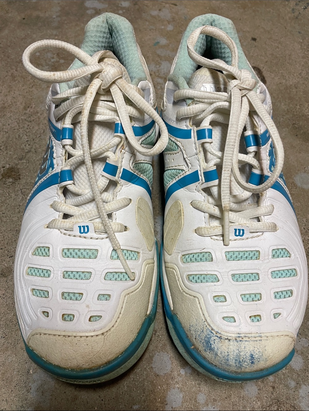 Wilson White and Teal Performance Tennis Shoes